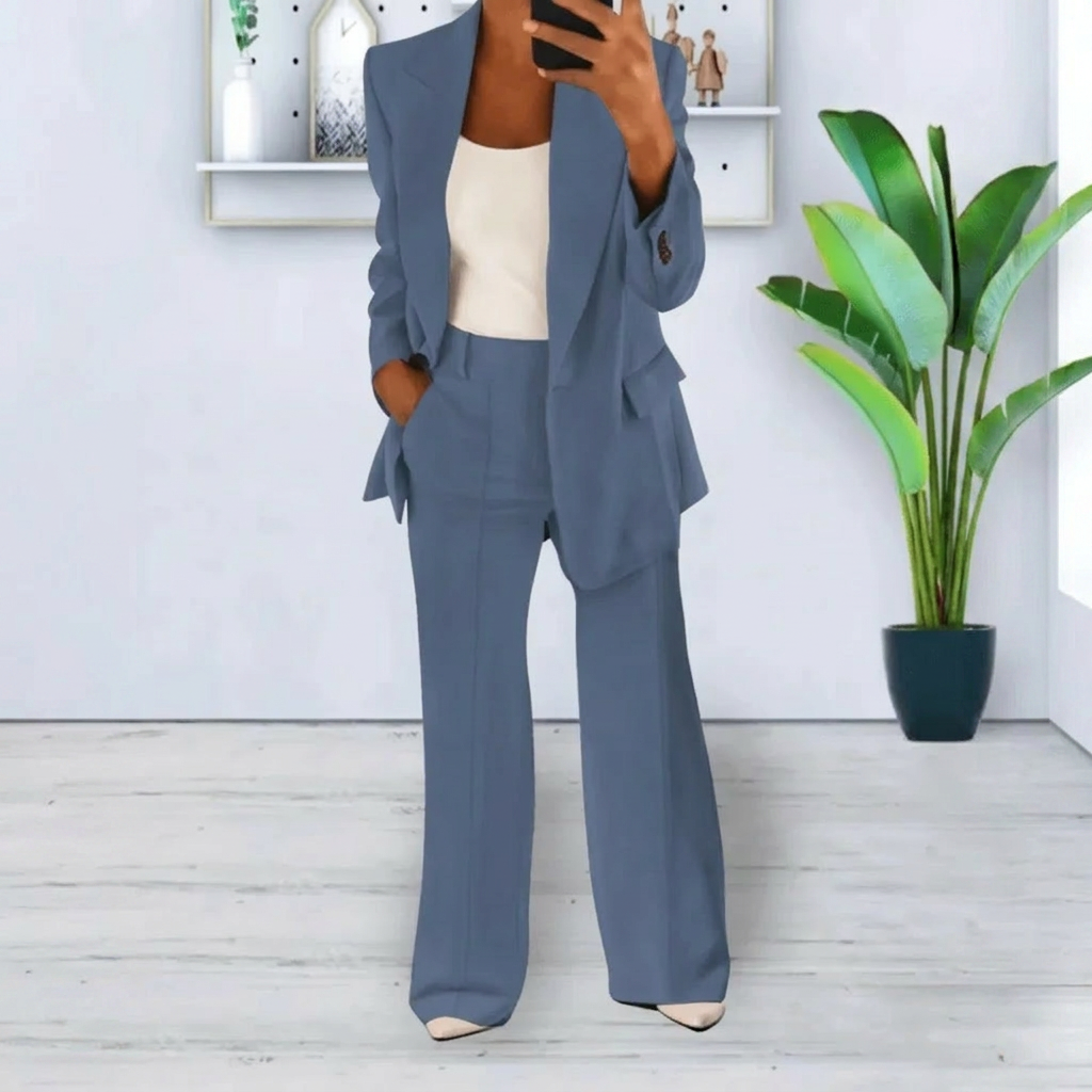 Elegant 2-Delig Damespak met Blazer en Broek