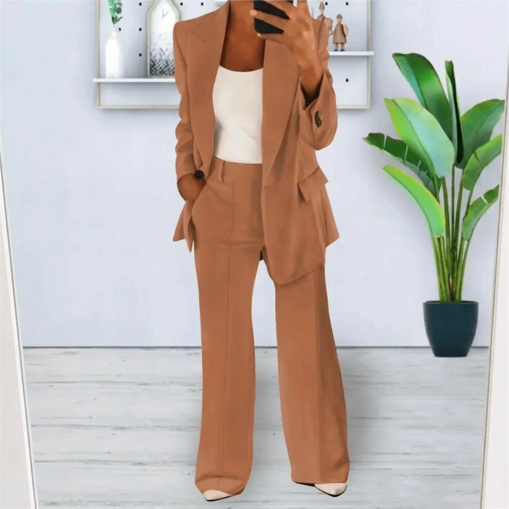 Elegant 2-Delig Damespak met Blazer en Broek