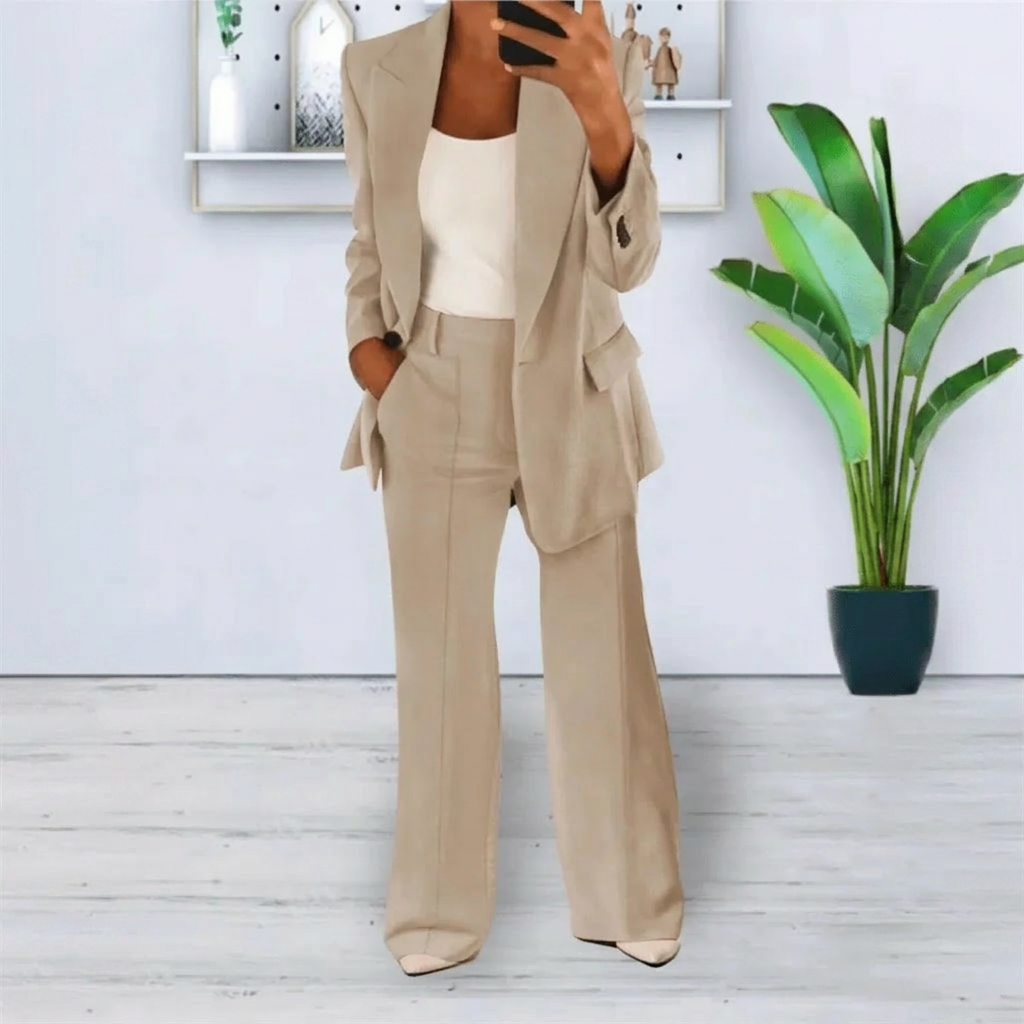Elegant 2-Delig Damespak met Blazer en Broek