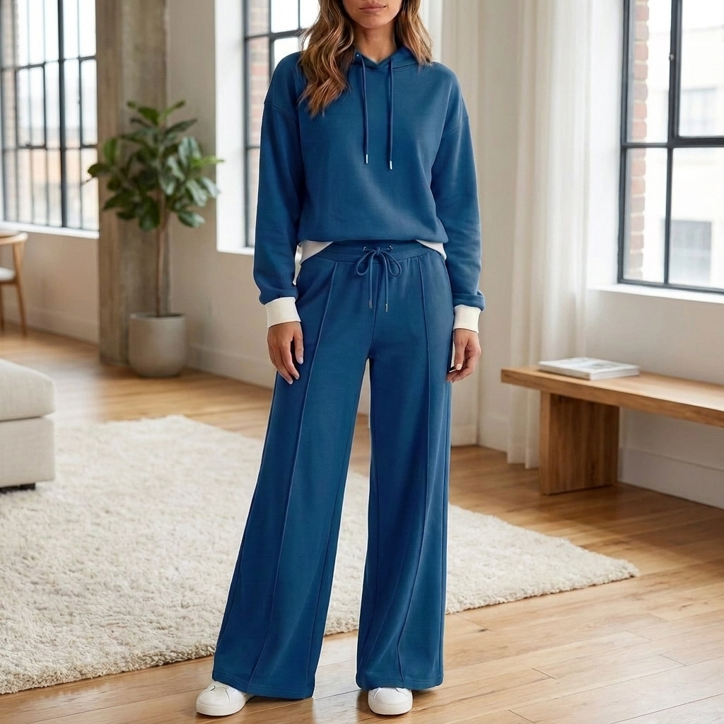 Tweedelige set met cropped hoodie en broek voor dames