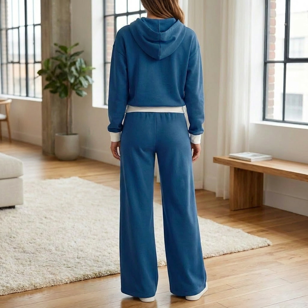 Tweedelige set met cropped hoodie en broek voor dames