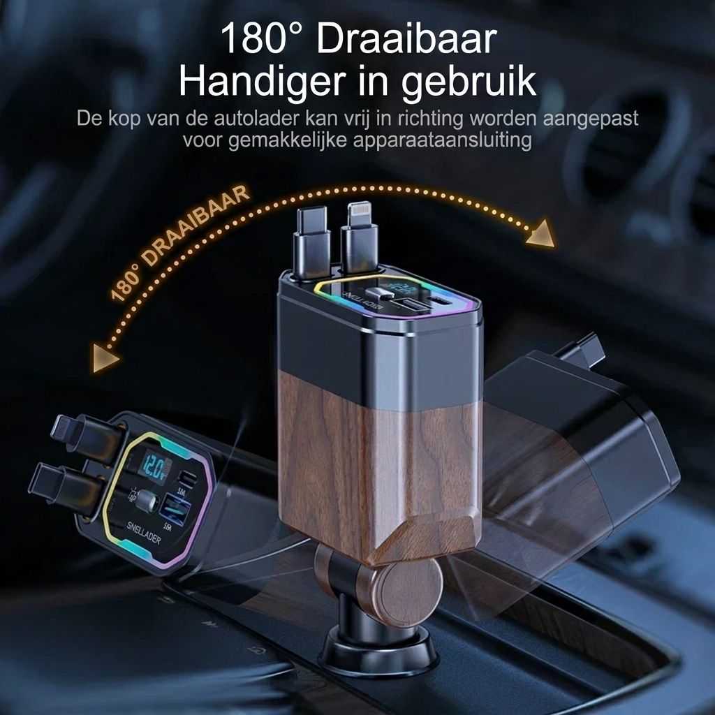 120W 4-in-1 opvouwbare autolader