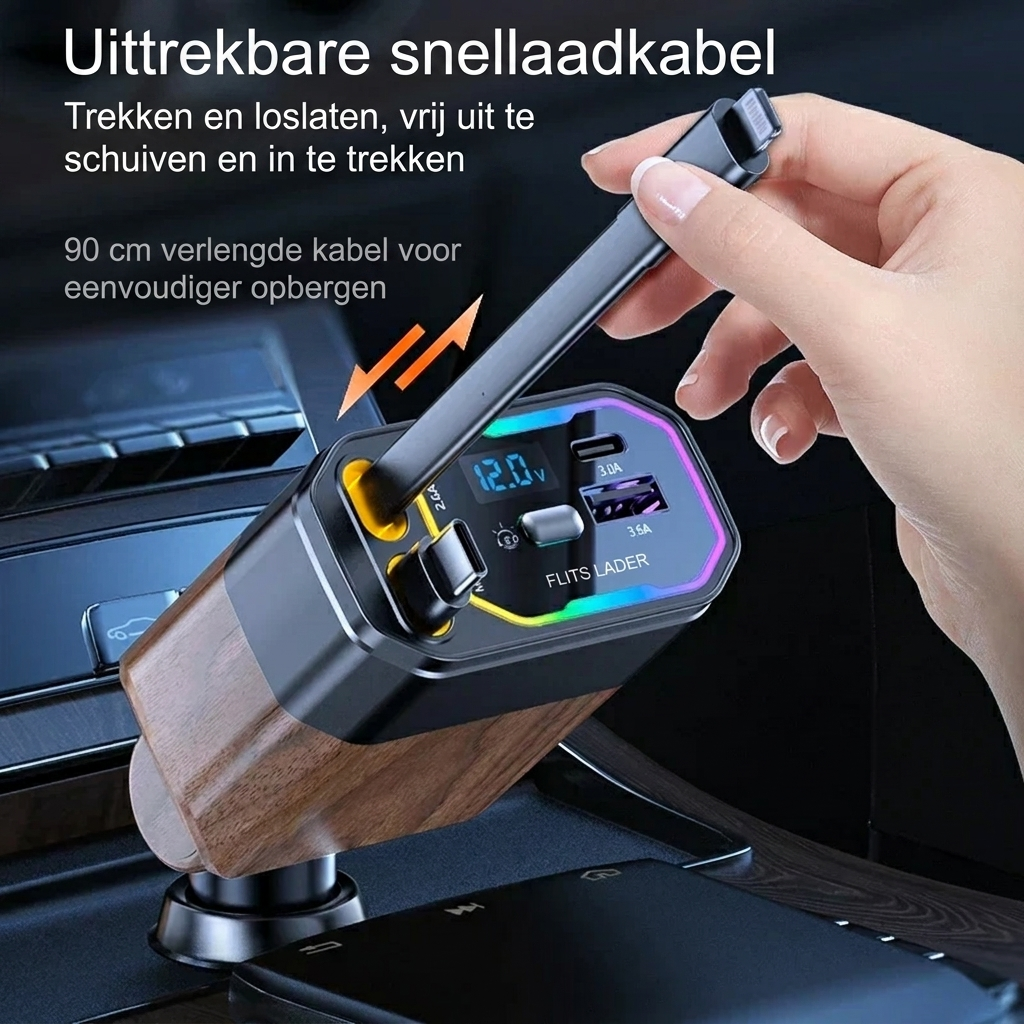 120W 4-in-1 opvouwbare autolader