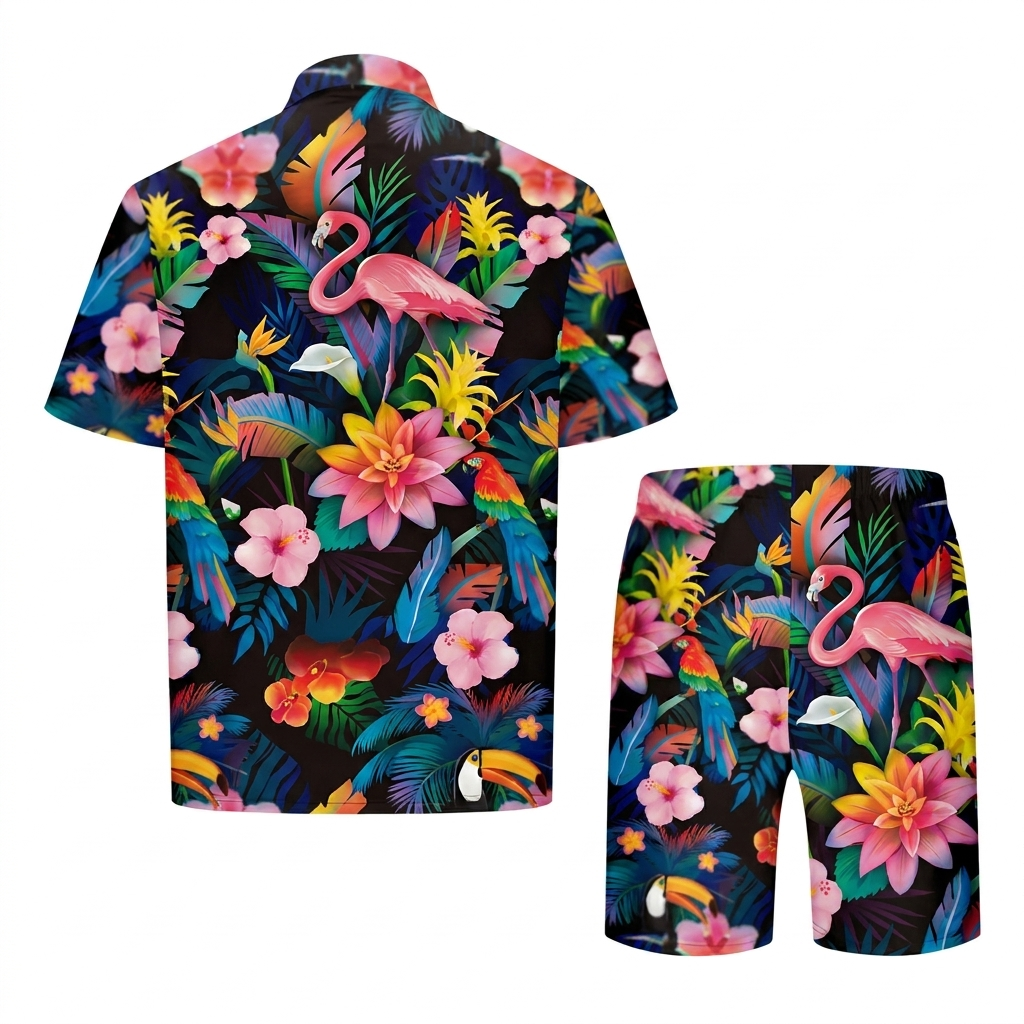 Zomerse tweedelige set met flamingoprint