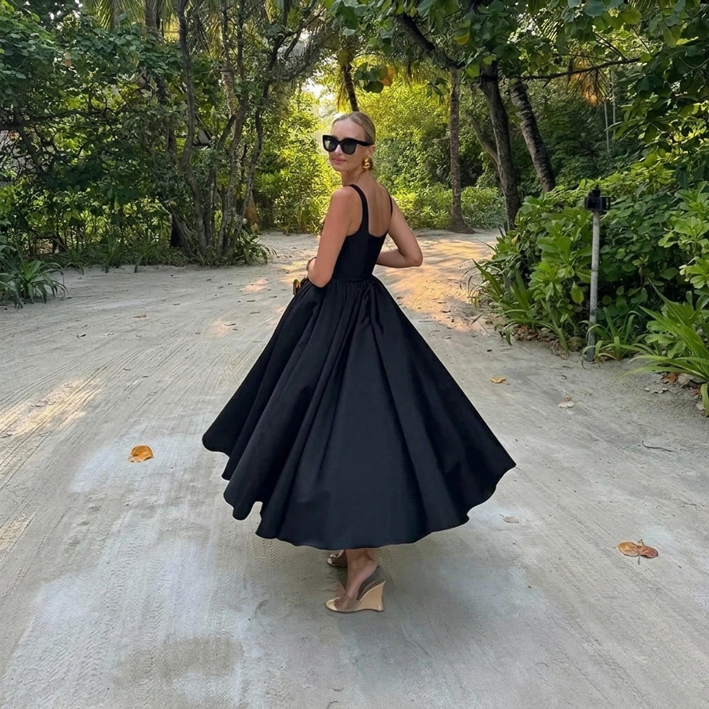 Elegante jurk met hoge taille