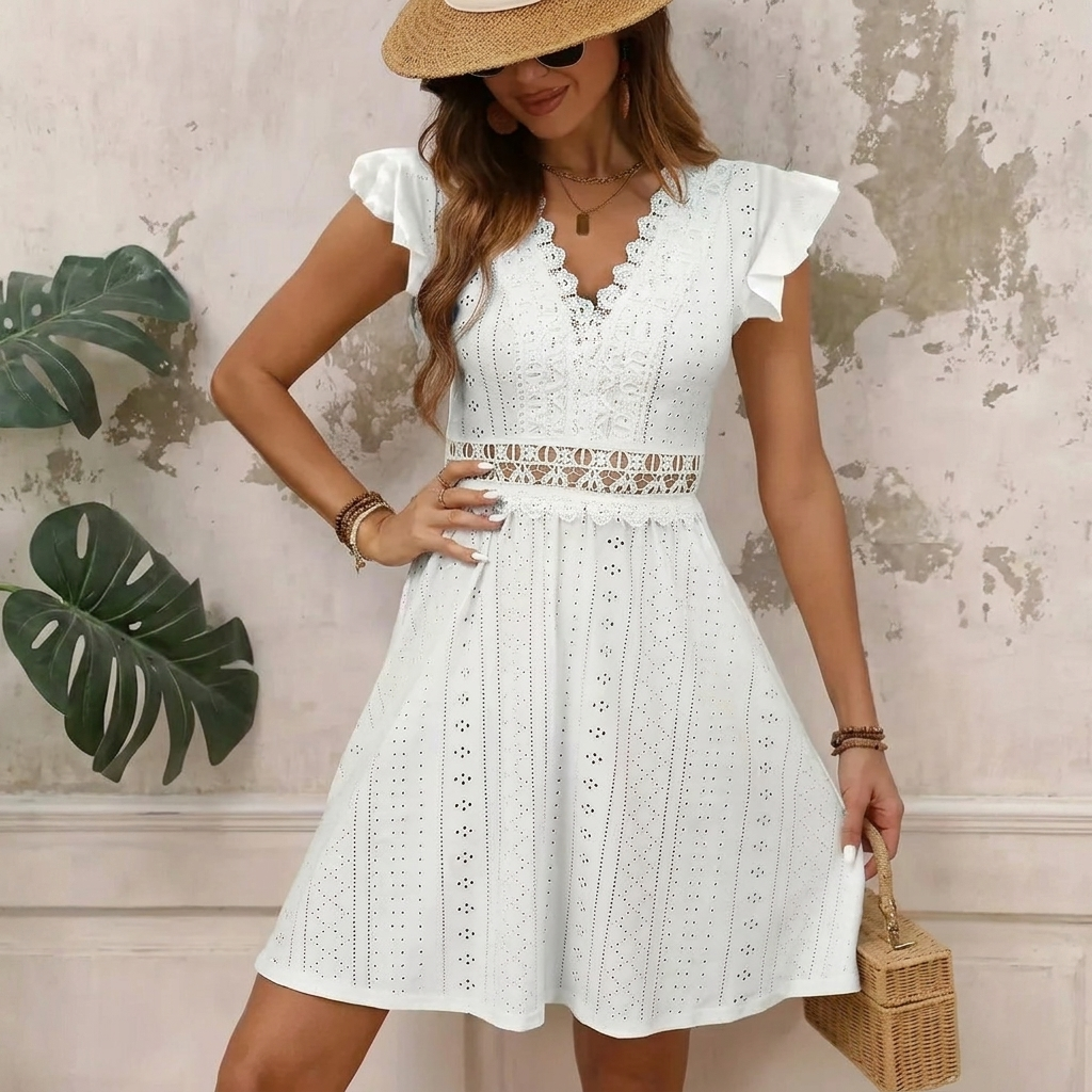 Dames A-lijn jurk – elegant met kant