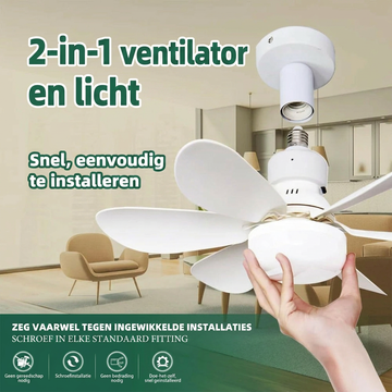 Plafondventilator met LED-lamp en afstandsbediening voor E27-fitting
