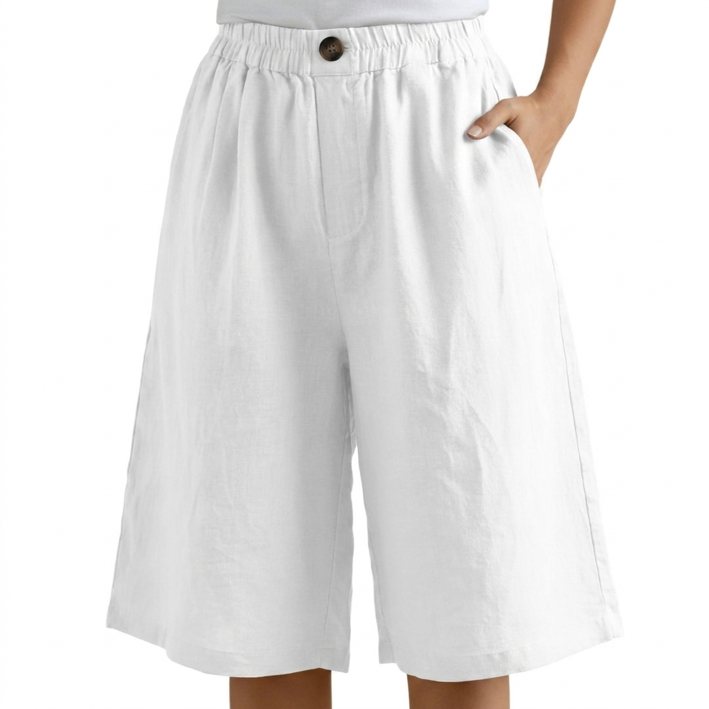 Dames Katoen & Linnen Cropped Short met Losse High Waist