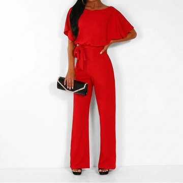 Jumpsuit voor dames met korte mouwen en rechte pijp