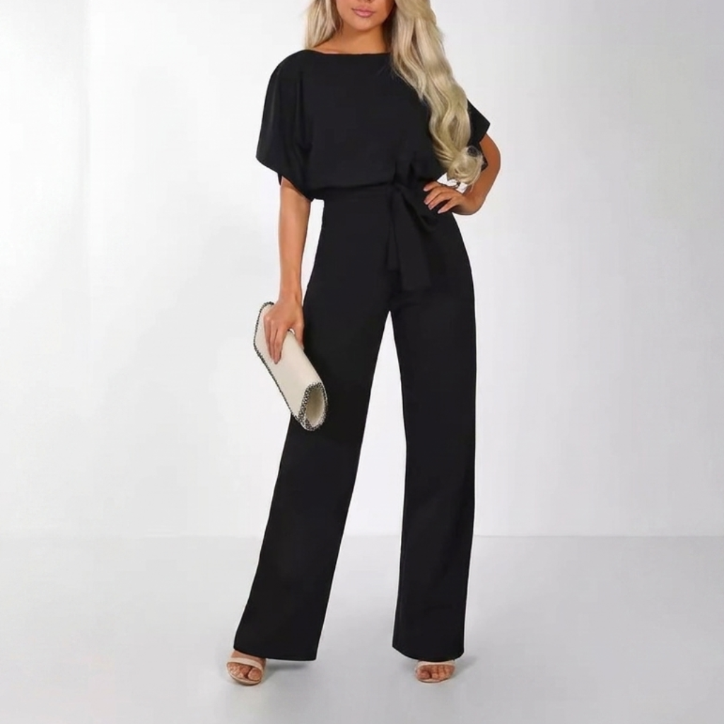 Jumpsuit voor dames met korte mouwen en rechte pijp