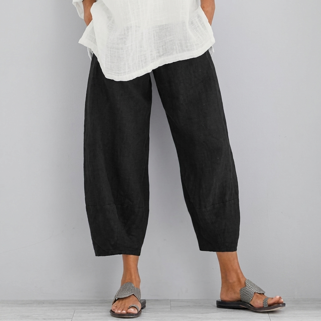 Effen loszittende casual capribroek voor dames