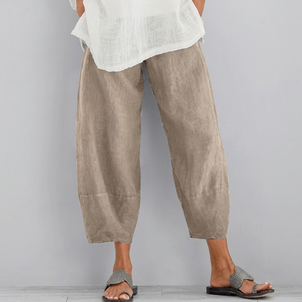 Effen loszittende casual capribroek voor dames