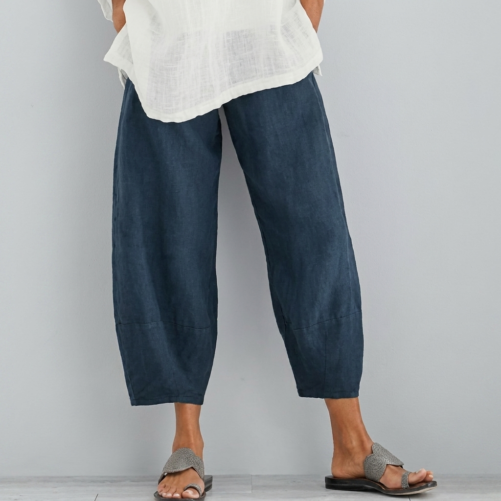 Effen loszittende casual capribroek voor dames