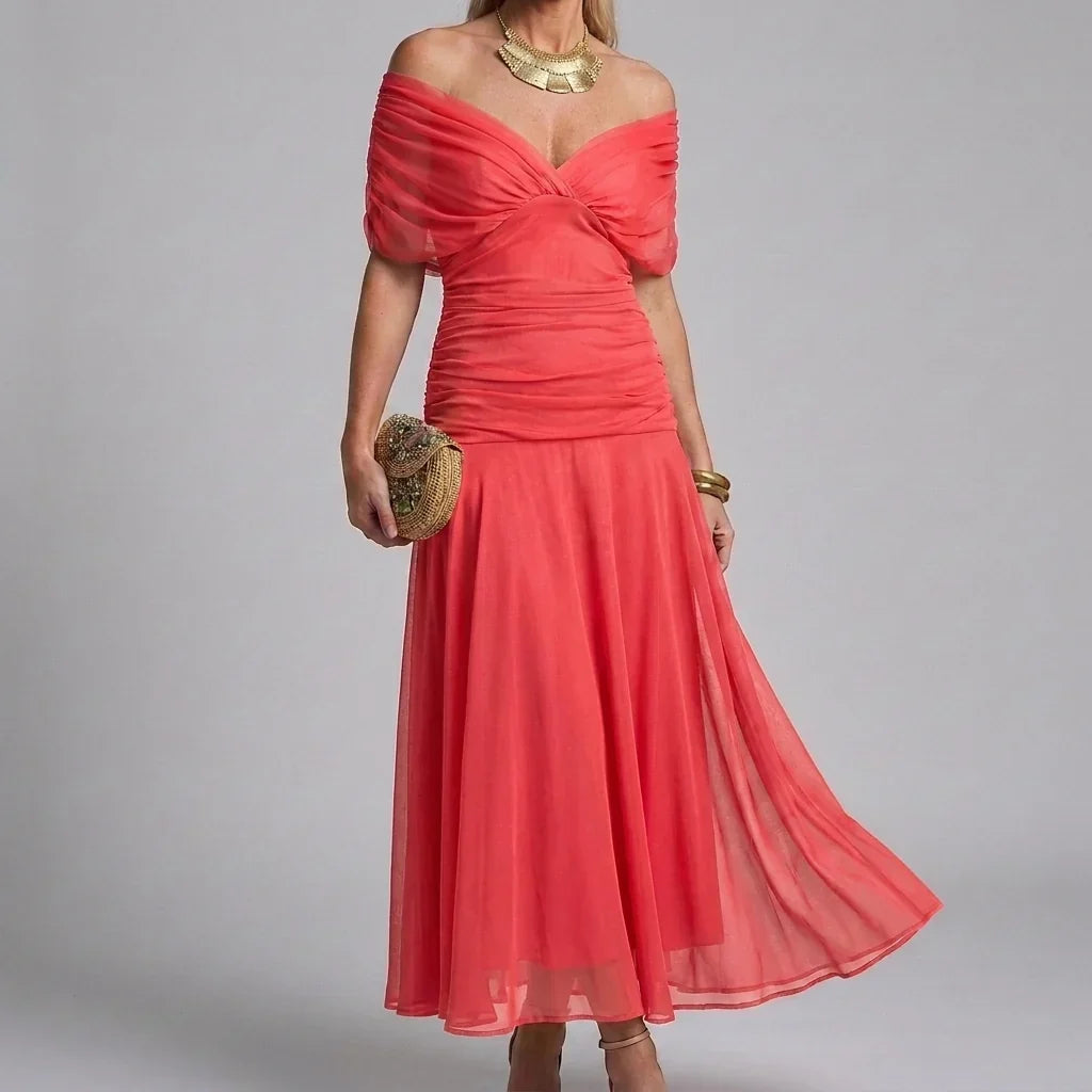 Casual maxi-jurk met V-hals en A-lijn model voor dames