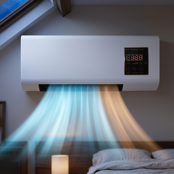 4-in-1 kanaalloze wandairco – koelen, verwarmen, ventileren, ontvochtigen, stille werking met timer