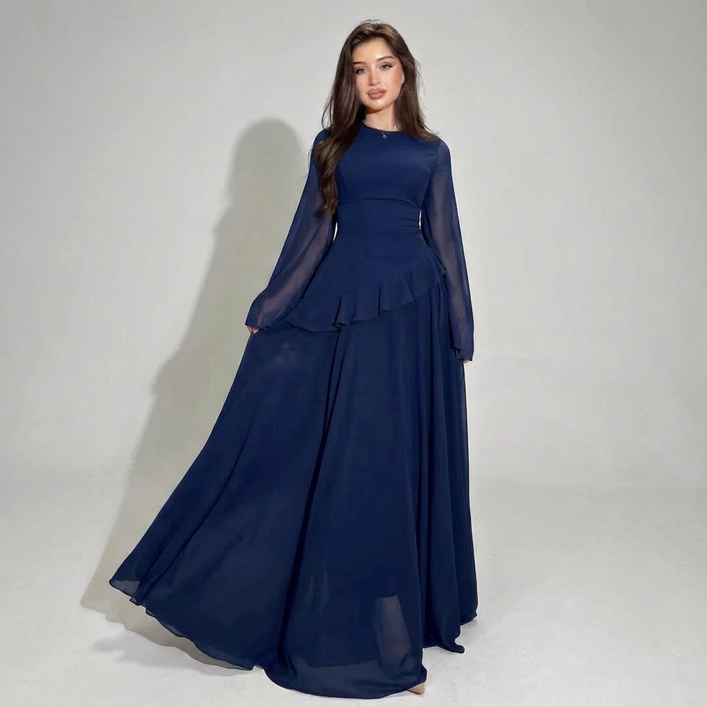 Nauwsluitende midi-jurk met hoge taille voor dames