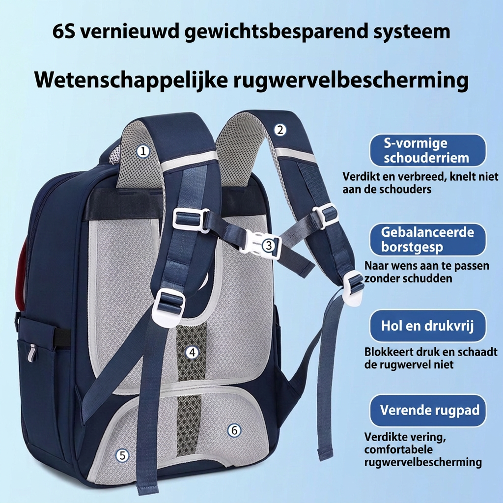 Lichte schoolrugzak met gevoerde rugzijde