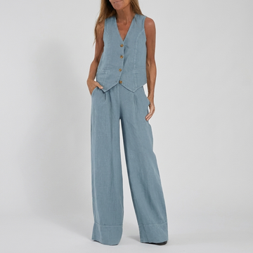 Set van gilet en wijde pantalon voor dames