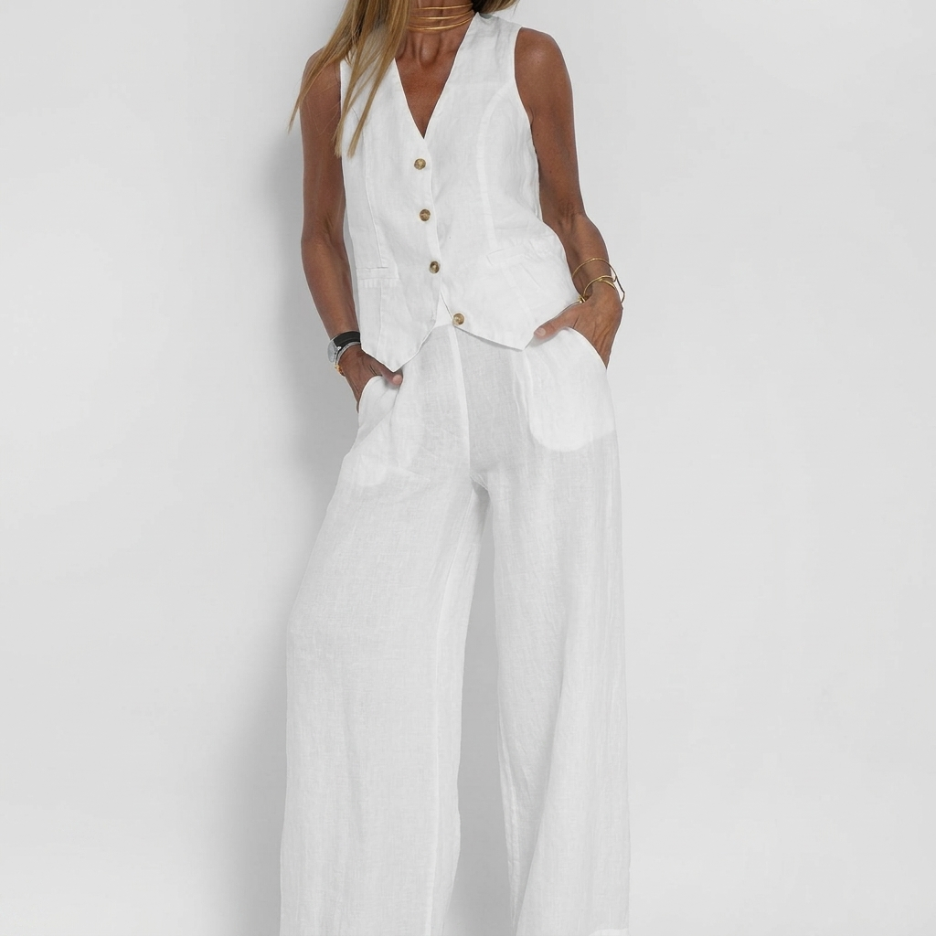 Set van gilet en wijde pantalon voor dames