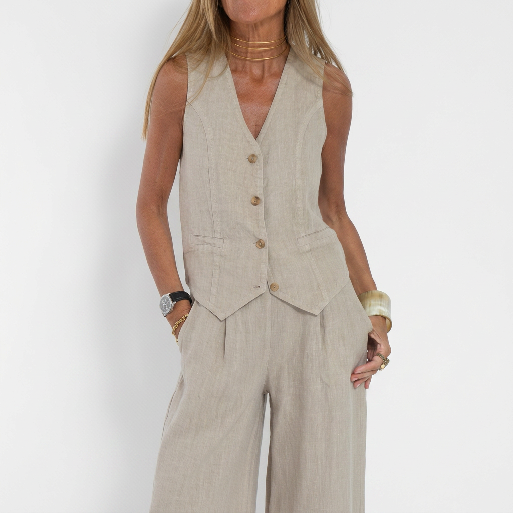 Set van gilet en wijde pantalon voor dames