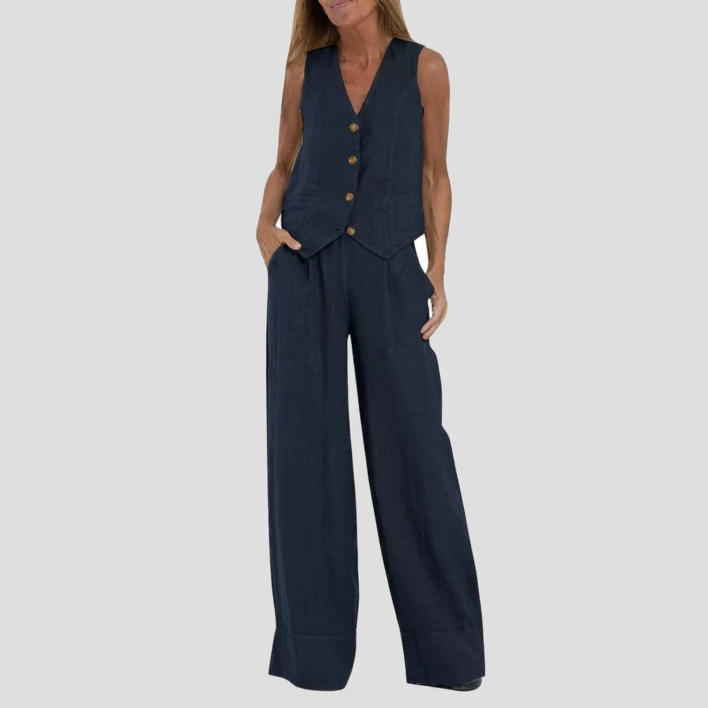 Set van gilet en wijde pantalon voor dames
