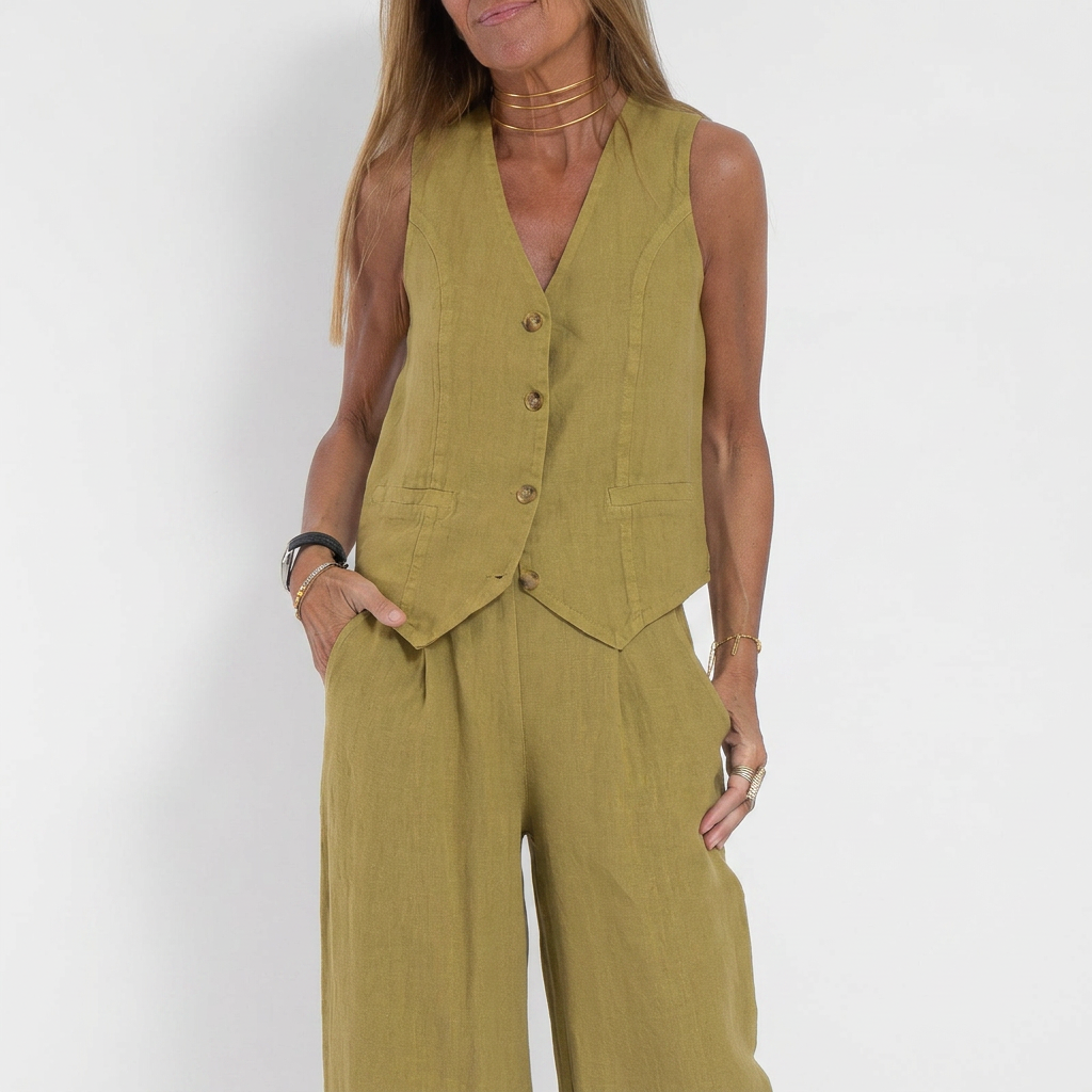 Set van gilet en wijde pantalon voor dames