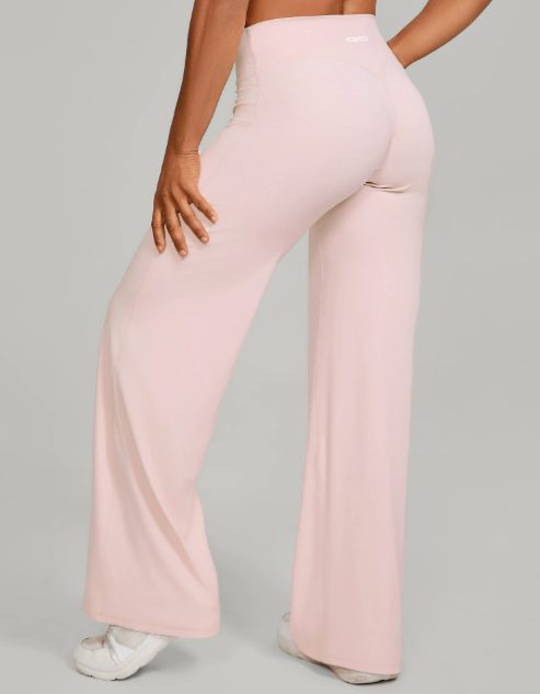 Stretchbroek met hoge taille en wijde pijpen voor dames