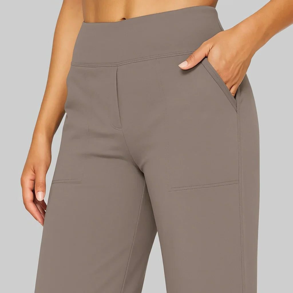 Stretchbroek met hoge taille en wijde pijpen voor dames