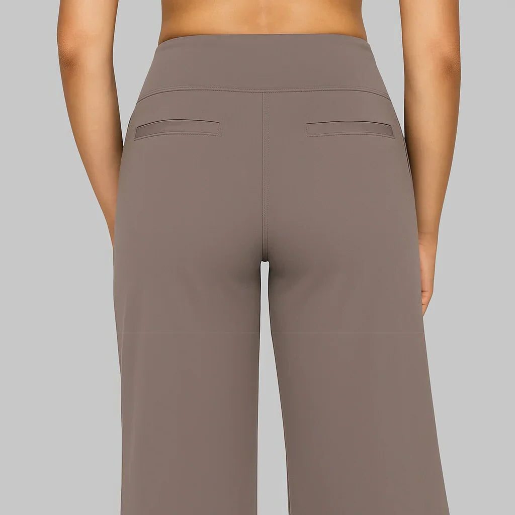 Stretchbroek met hoge taille en wijde pijpen voor dames
