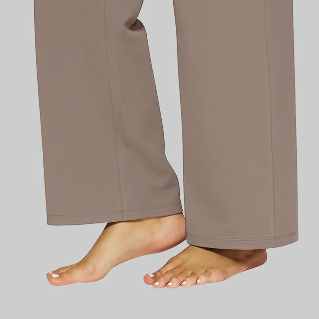 Stretchbroek met hoge taille en wijde pijpen voor dames