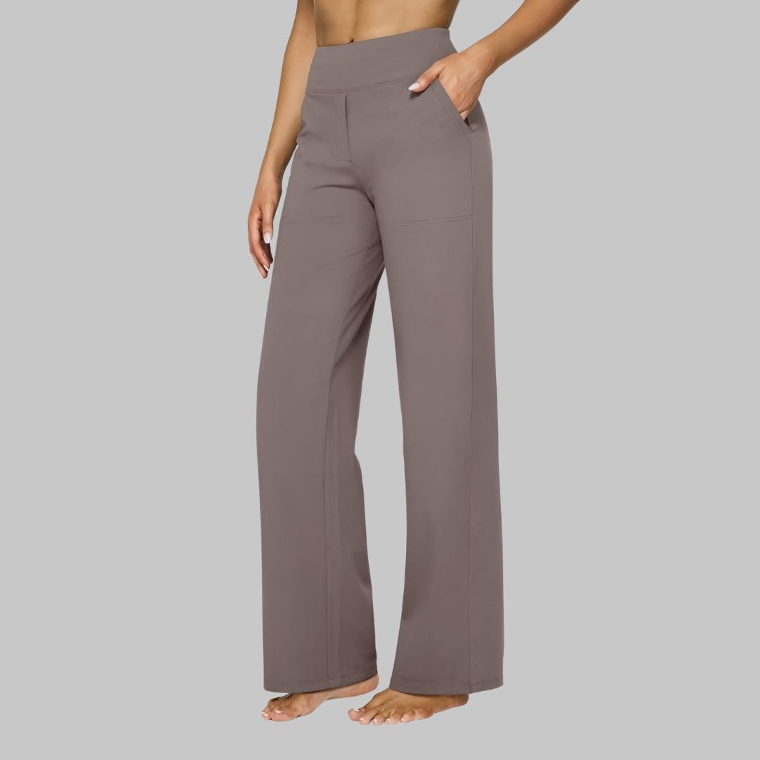 Stretchbroek met hoge taille en wijde pijpen voor dames