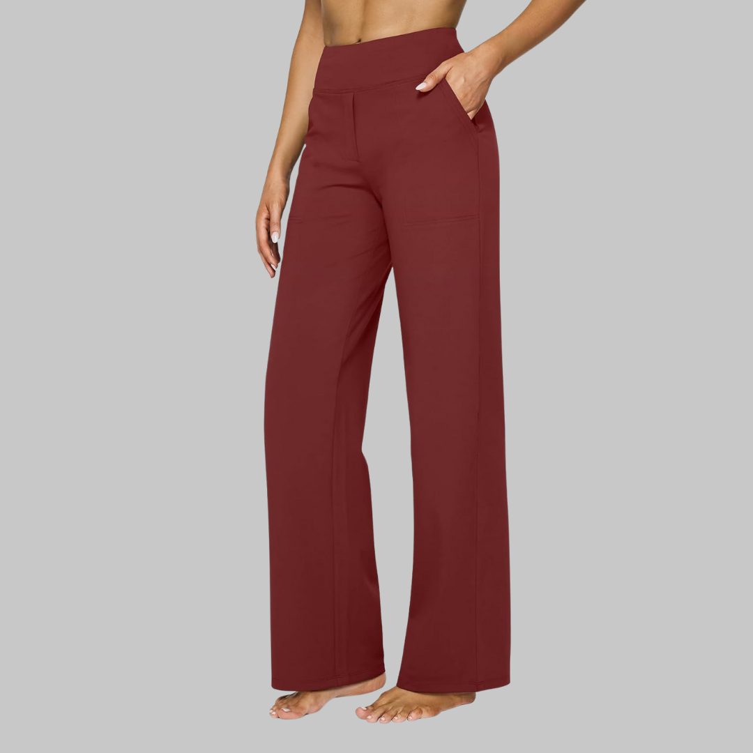 Stretchbroek met hoge taille en wijde pijpen voor dames