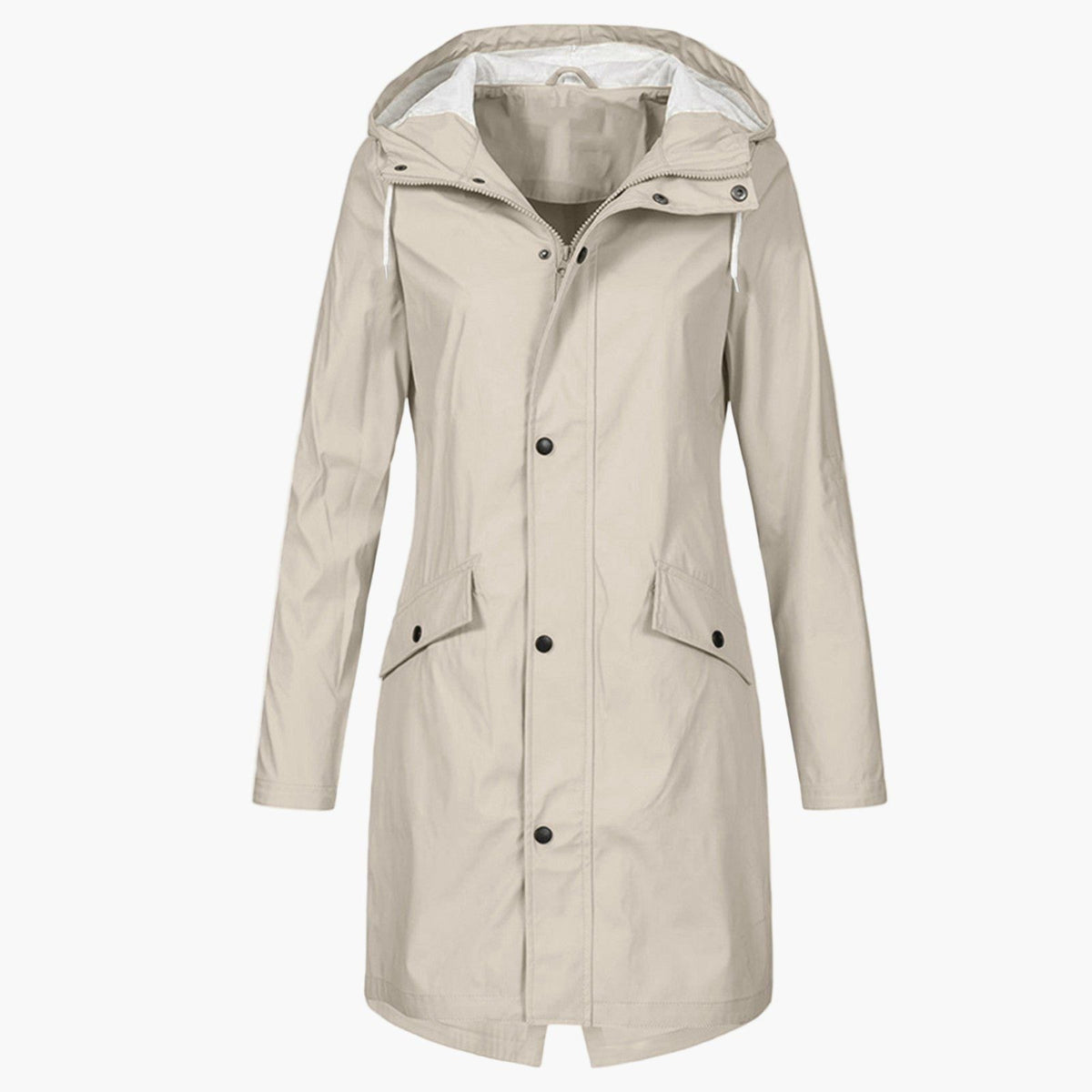 Lange regenjas met capuchon voor dames