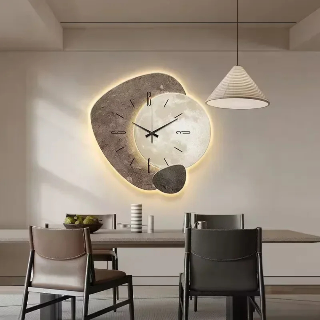 Houten Wandklok met LED-Lamp | Elegant en Praktisch Design
