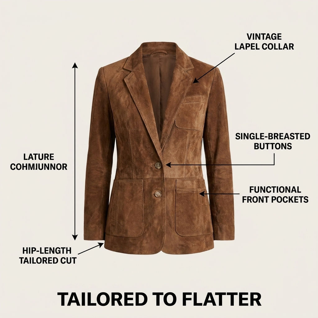 Rachel suède damesblazer met knoopsluiting