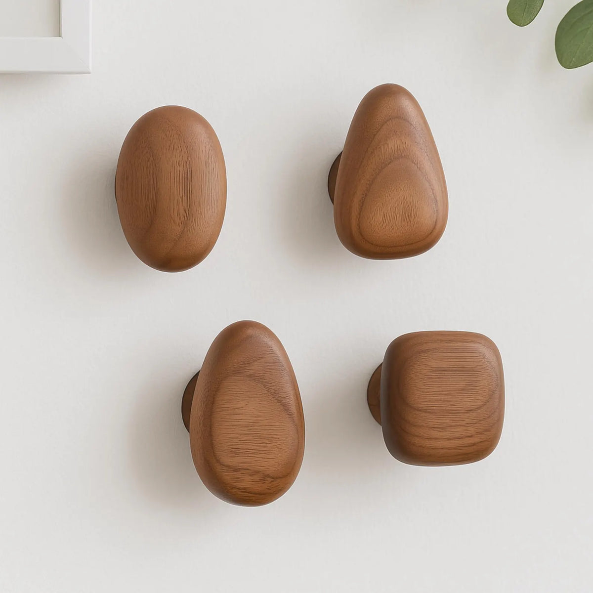 Set Ronde Houten Wandhaken voor Jassen, Wandmontage
