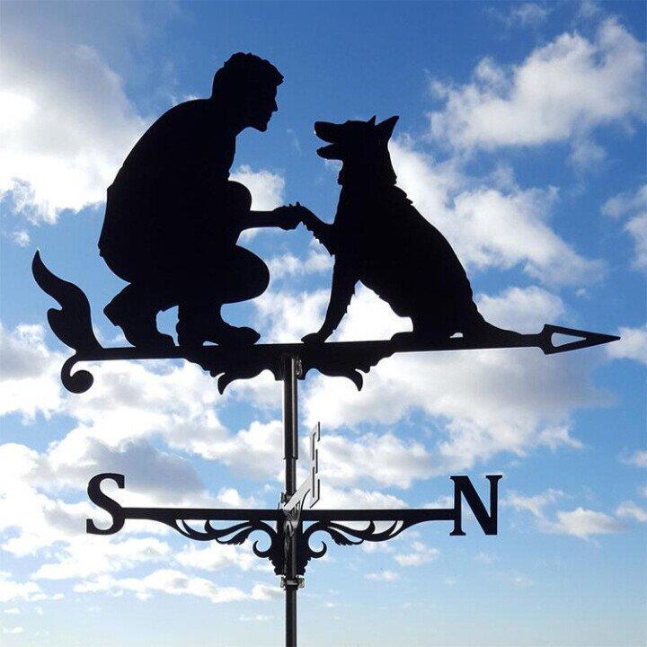 Metalen Windwijzer met Dierensilhouet voor Tuin- en Dakdecoratie