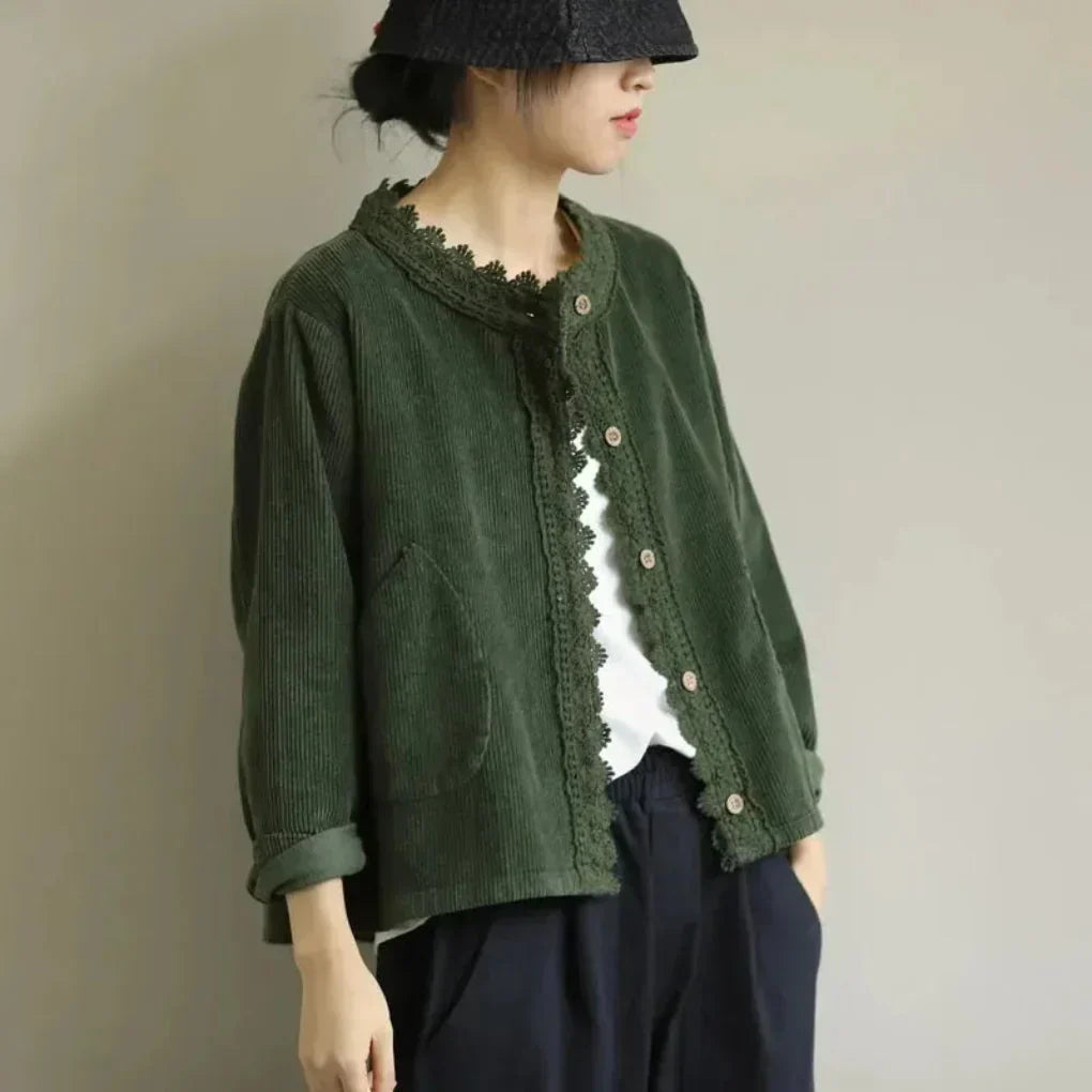 Corduroy damesjas met steekdetails
