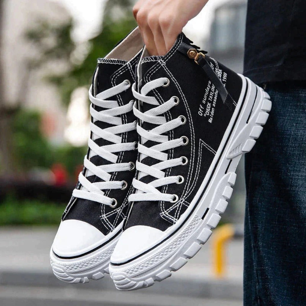 Hoge canvas sneakers met dikke zool voor heren