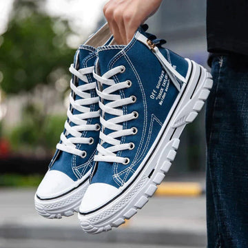Hoge canvas sneakers met dikke zool voor heren