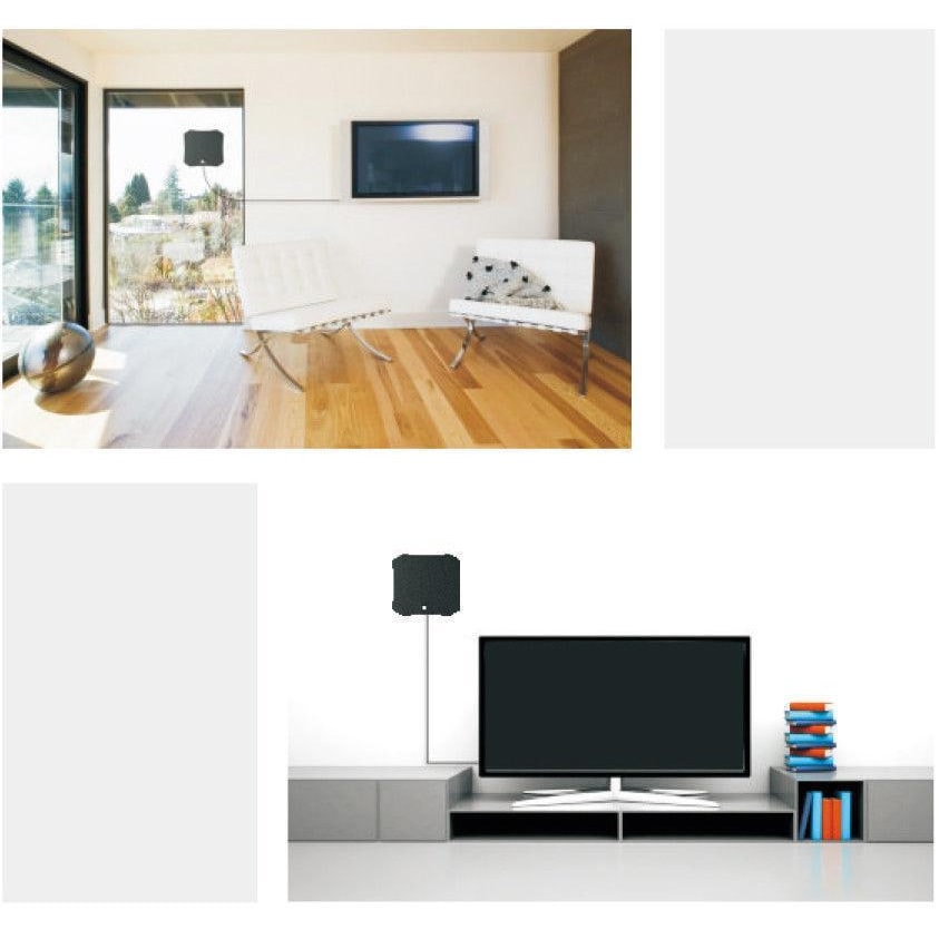 Binnenantenne voor tv, digitaal HDTV, plat, coaxkabel, voor wandmontage of opplakken