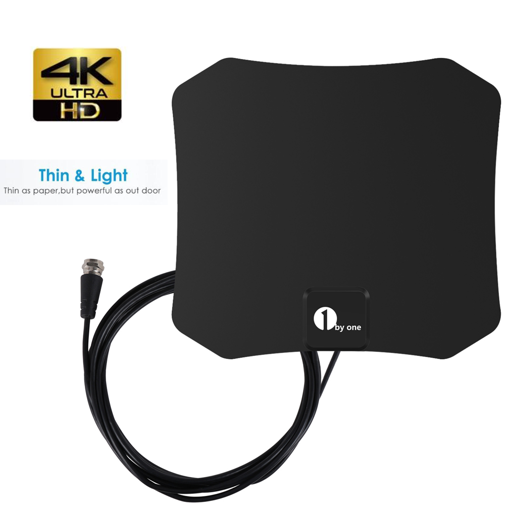 Binnenantenne voor tv, digitaal HDTV, plat, coaxkabel, voor wandmontage of opplakken
