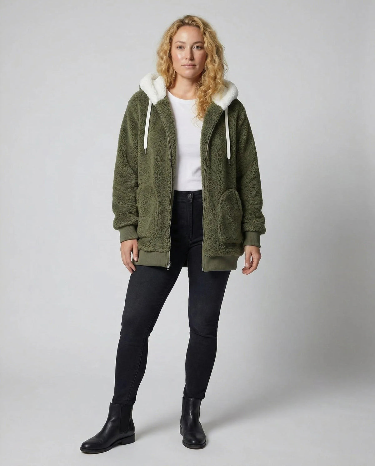 Iolanthe oversized fleecejack voor dames met capuchon