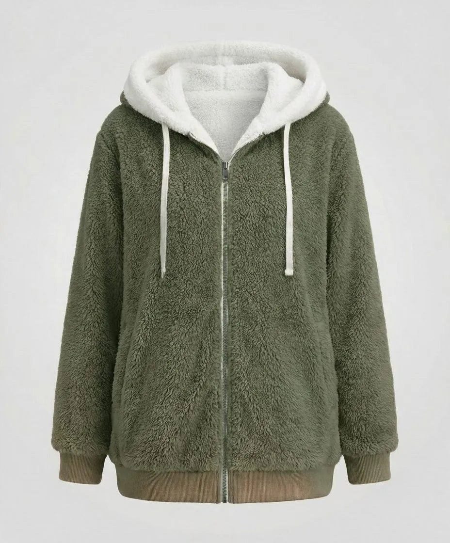 Iolanthe oversized fleecejack voor dames met capuchon