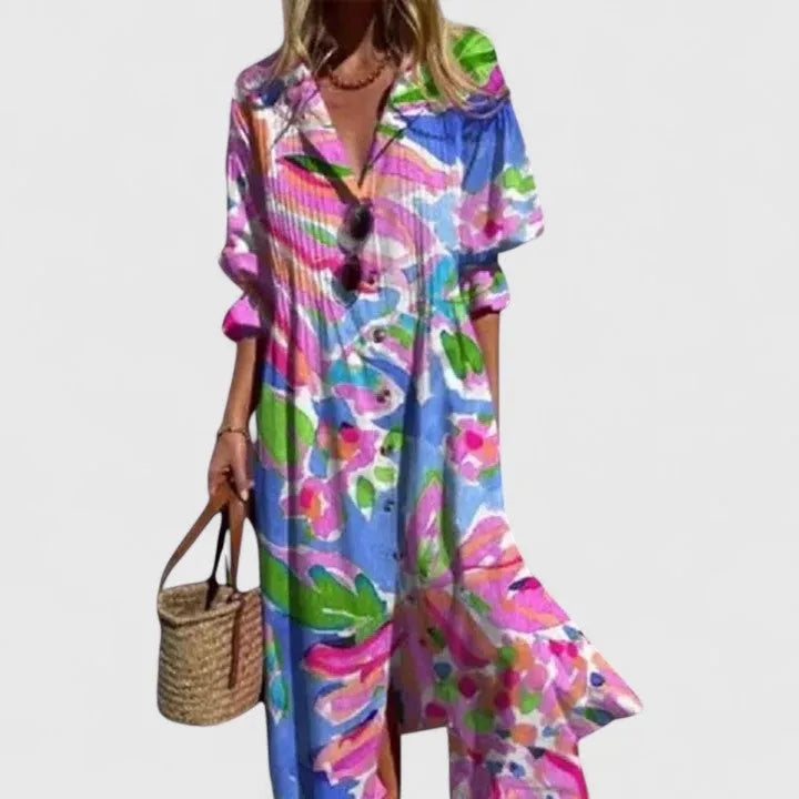 Iphigenia maxi-overhemdjurk voor dames met knoopsluiting