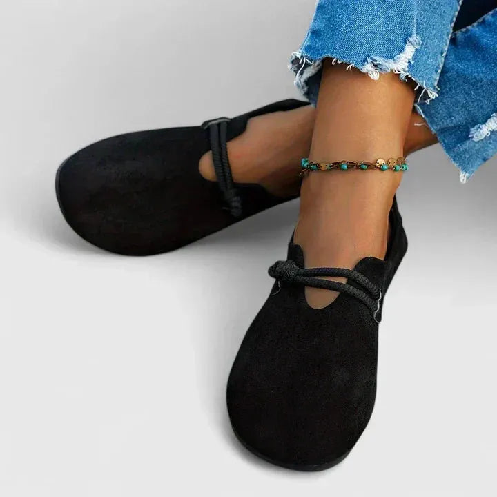 Isabella suède damesloafers met strikkoord