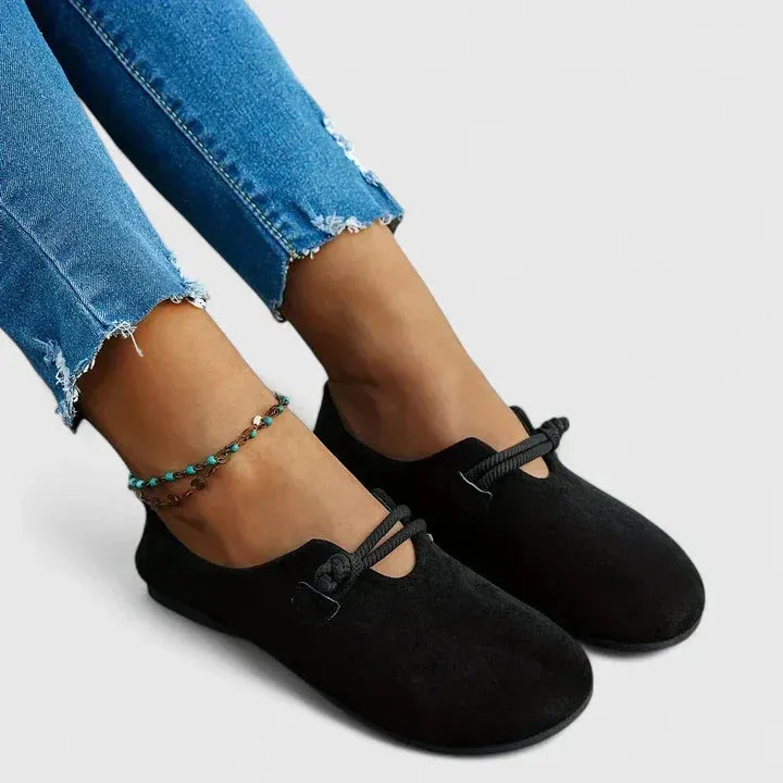 Isabella suède damesloafers met strikkoord