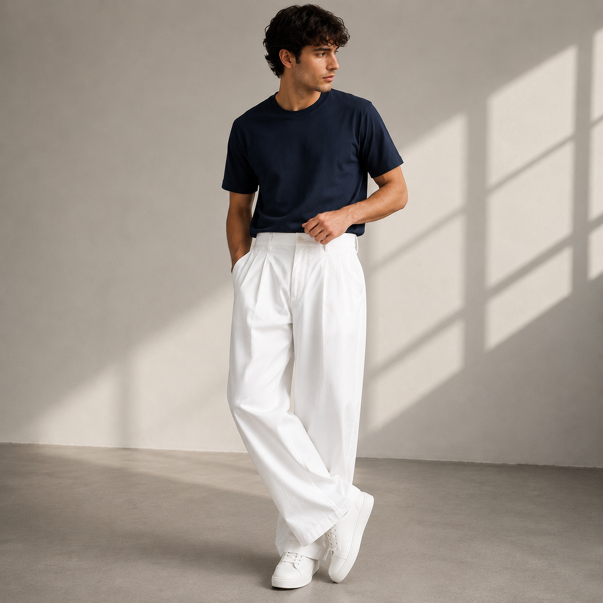 Herenbroek met bandplooien en wijde pijp – casual-moderne broek voor elke dag en onderweg