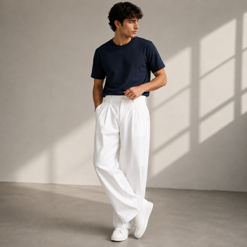 Herenbroek met bandplooien en wijde pijp – casual-moderne broek voor elke dag en onderweg