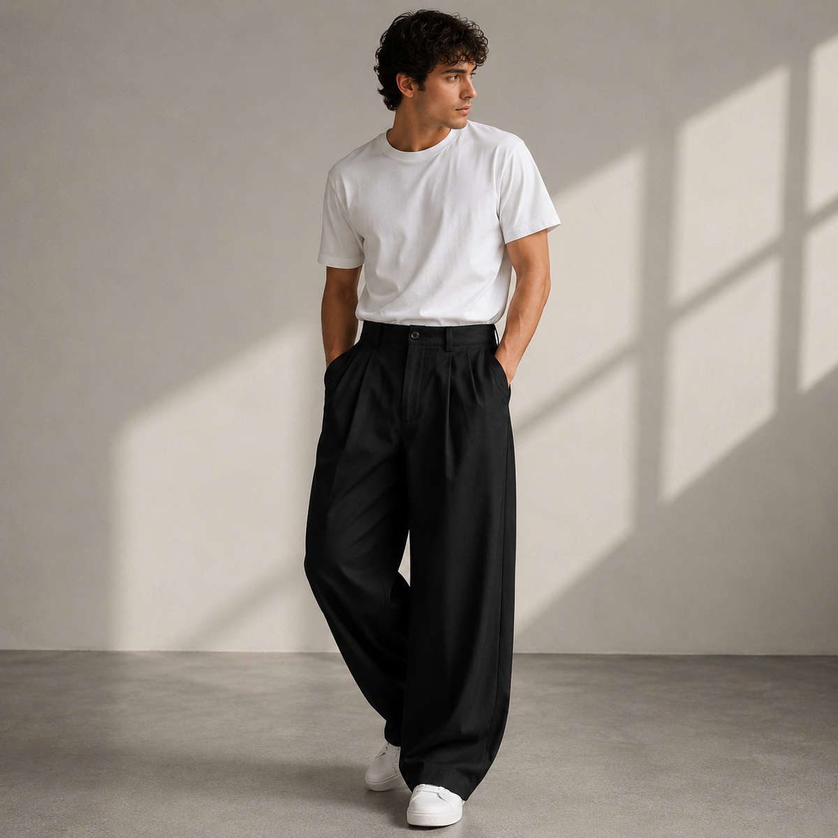 Herenbroek met bandplooien en wijde pijp – casual-moderne broek voor elke dag en onderweg
